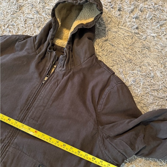 Lee Premium Select Men's Sherpa Lined Canvas Zip-Up Hooded Jacket XXL Brown - Picture 3 of 6